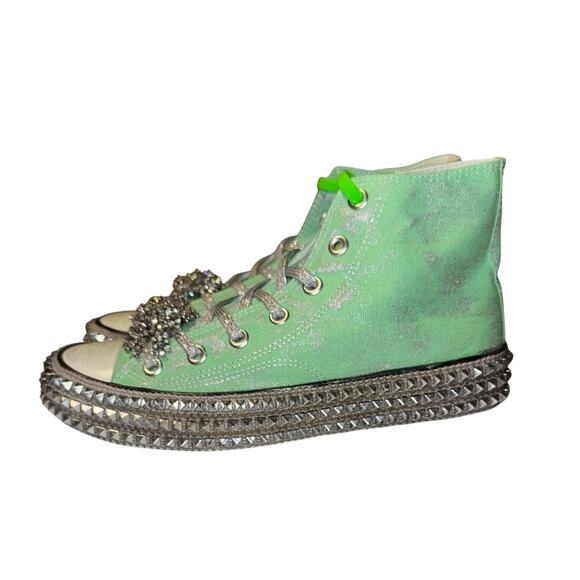 Free People Nan-Ku Couture Cruise Studded High Top Sneaker 37/ 6.5 Spring Mint - Picture 6 of 14